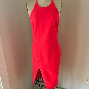 Bardot, neon mini slit dress, size 8, M - Color pink